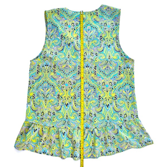 2 for$10 | Juicy Couture | Satin Paisley | Peplum Hem Sleeveless Tunic Tank - Picture 4 of 6